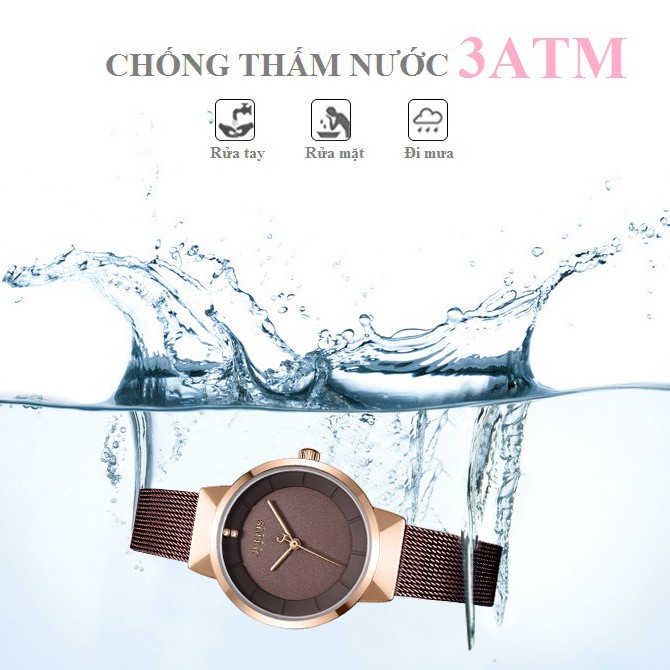 Đồng hồ nam Julius Hàn Quốc dây thép (nâu)