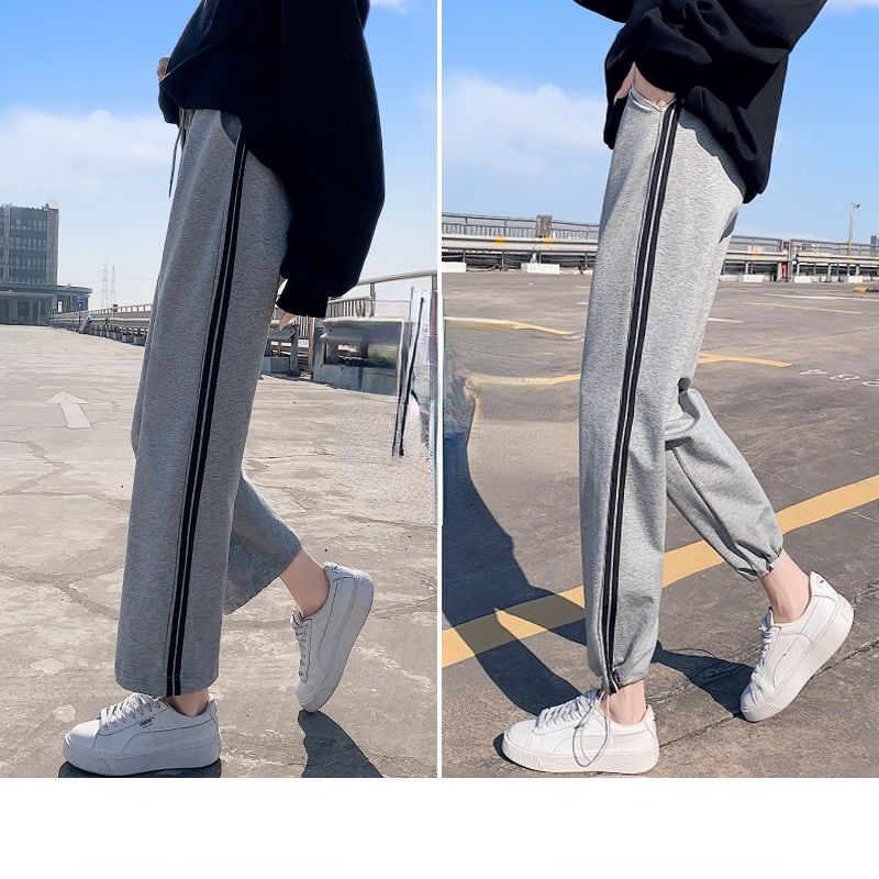 Quần Ống Rộng Lưng Cao Màu Xám Mới Dành Cho Nữ