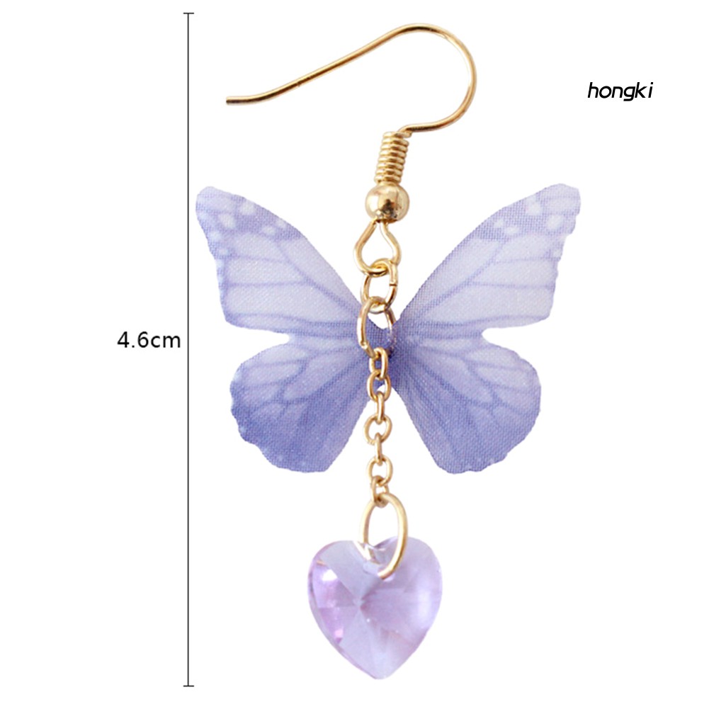 BUTTERFLY Đôi Khuyên Tai Dáng Dài Tạo Hình Trái Tim Và Bươm Bướm Thời Trang Cho Nữ