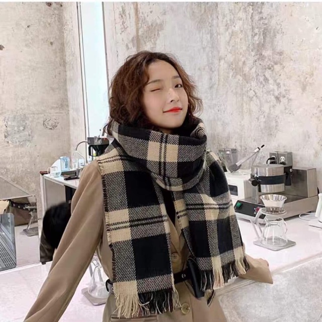 KHĂN QUÀNG HÀN QUỐC - KHĂN KẺ 2 MẶT K7