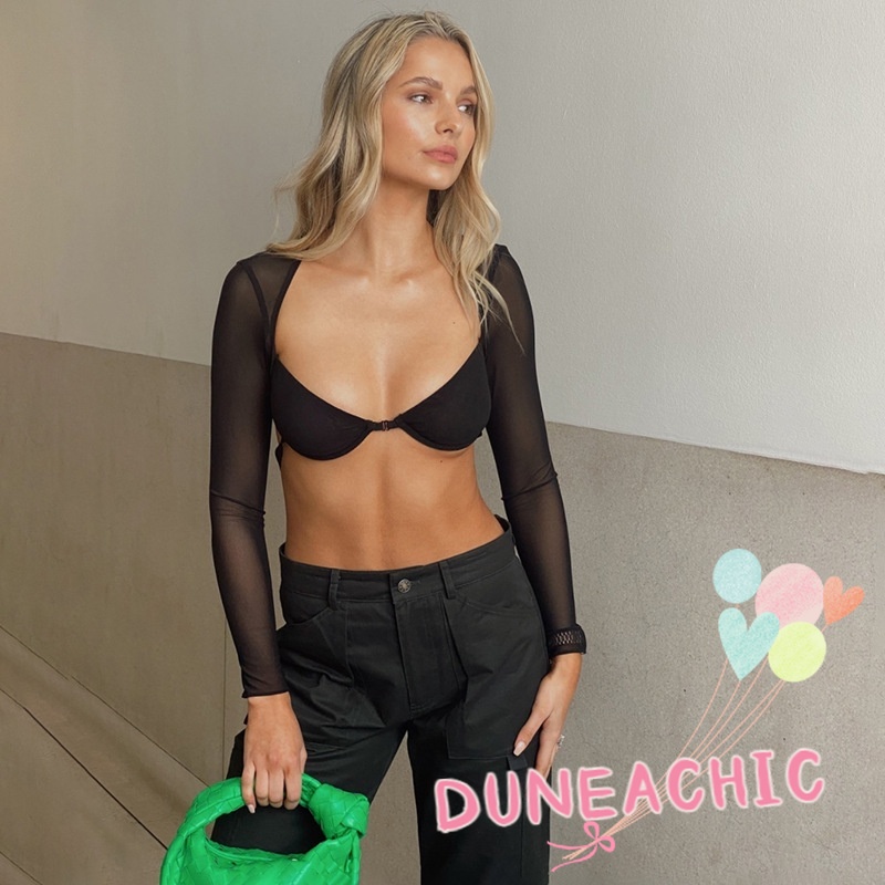 Áo thun nữ DUNEA tay dài cổ vuông thiết kế mới gợi cảm thời trang