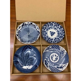Bộ đĩa men sứ 4 chiếc Nhật Bản