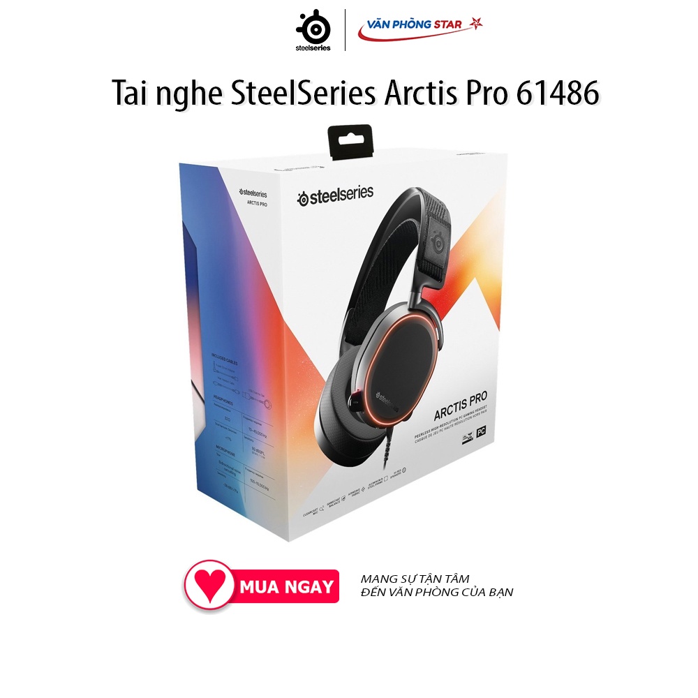 Tai nghe SteelSeries Arctis Pro 61486 Màng loa cao cấp đáp ứng chuẩn Hi-res, Microphone khử tiếng ồn, Led RGB Prism