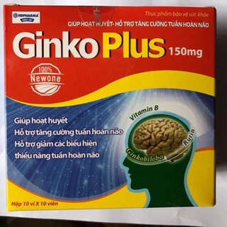 Ginko plus 150mg  (giúp hoạt huyết ,hỗ trợ tăng cường tuần hoàn não, giảm các biểu hiện thiểu năng tuần hoàn não...)