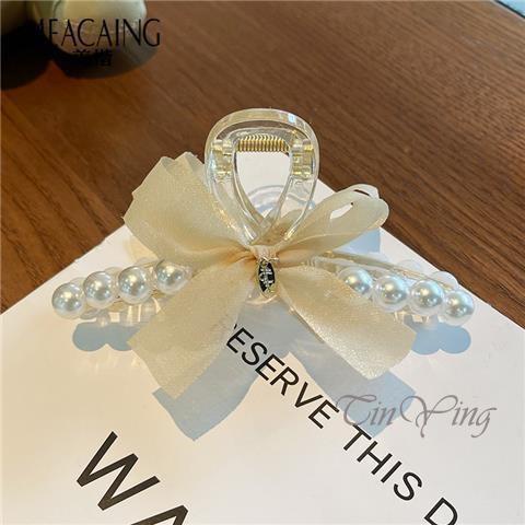 GETNOIVAS Kẹp tóc càng cua 11.1cm bằng acrylic dày đính nơ duyên dáng cho nữ