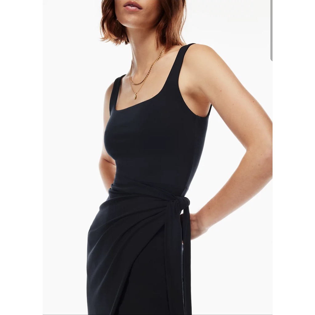 Đầm cổ vuông thắt eo kiểu sarong Wilfred Saturn Dress 78265 97896 82711