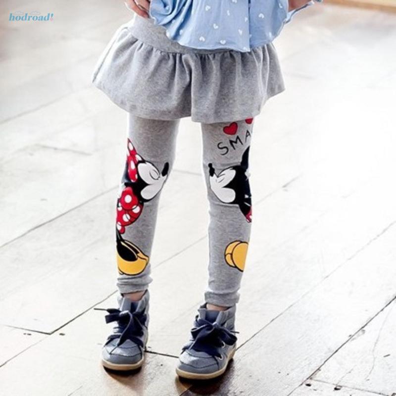 Quần legging liền chân váy cotton mềm mại họa tiết chuột Mickey/Minnie thời trang dành cho bé gái