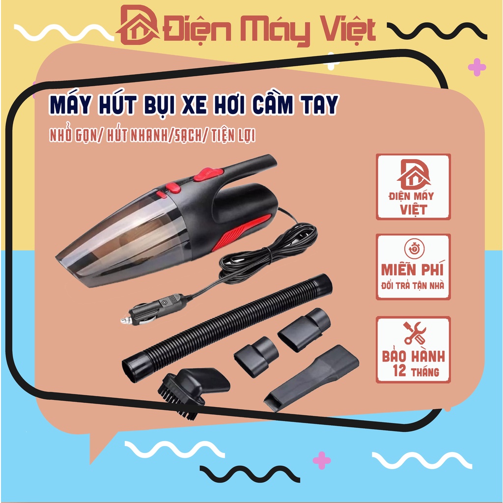 [Bảo Hành 12 Tháng] Máy hút bụi ô tô cầm tay tích điện cao cấp, máy hút bụi xe hơi mini chính hãng