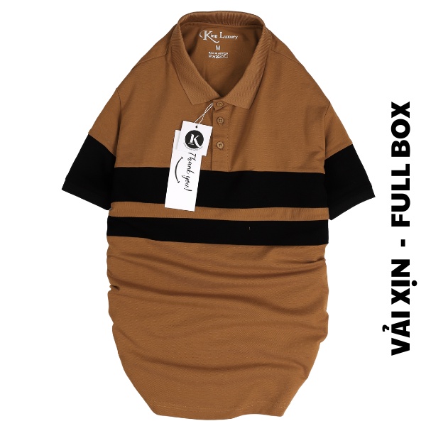 Áo thun polo nam KINGMEN vải cotton cá sấu cao cấp form đẹp phối bo tay ngắn PL01 - Fullbox