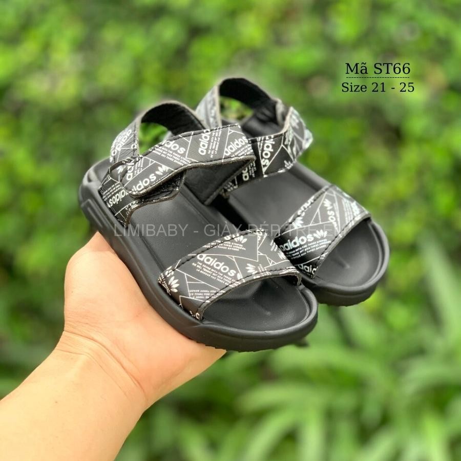 Sandal cho bé trai đen chữ trắng aaidos quai dán thời trang da cao cấp êm mềm phù hợp cho trẻ em tập đi 1 2 3 tuổi ST66