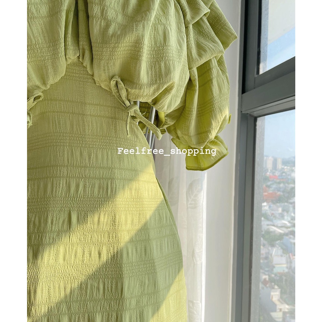 Đầm Xanh/Trắng Cổ Vuông Dáng Dài Hở Eo Lưng 2 Lớp Mặc Đi Tiệc, Đi Chơi, Kỷ Yếu (Hình Thật) | BigBuy360 - bigbuy360.vn