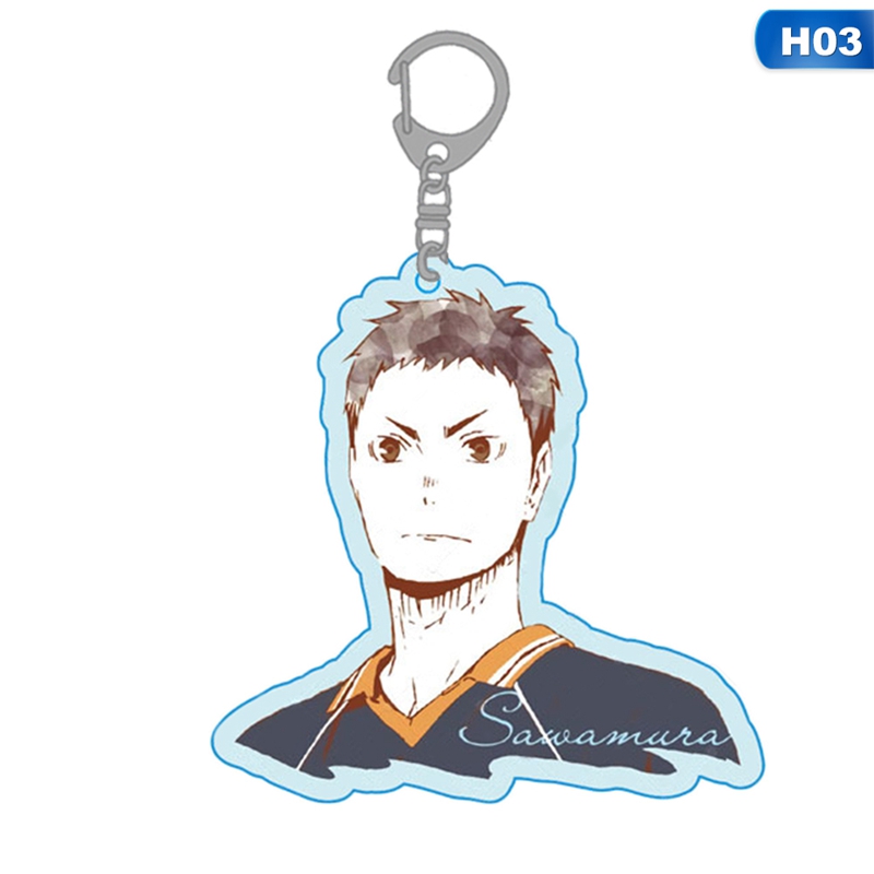 flowersqueen Anime Haikyuu! Acrylic Keychain Anime Character Print Keyring Fashion Cartoon Pendant