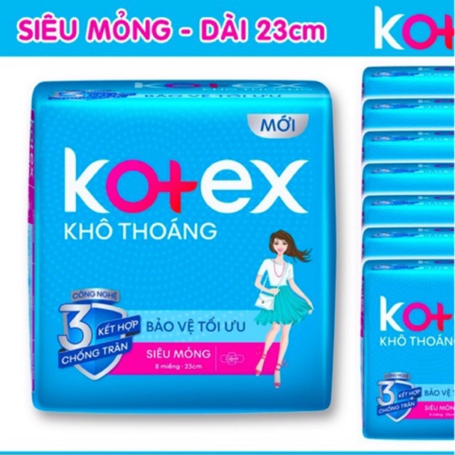 Băng Vệ Sinh Kotex Khô Thoáng Siêu Mỏng Cánh