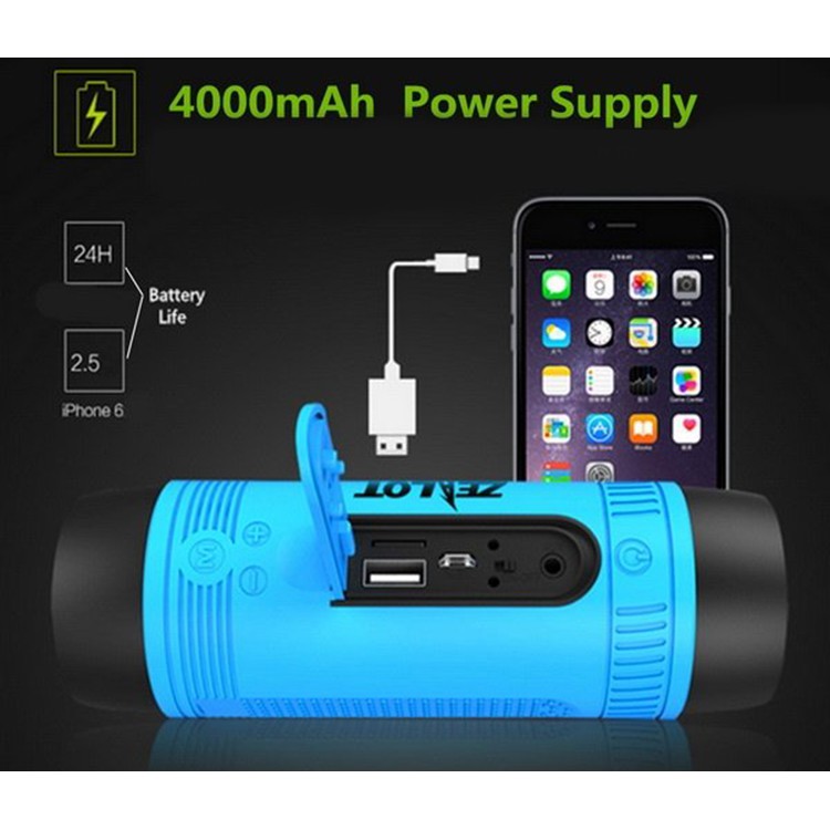 Loa bluetooth Zealot S1 kiêm đèn pin và sạc dự phòng pin 4000mah - BH 3 tháng - Hưng Long PC