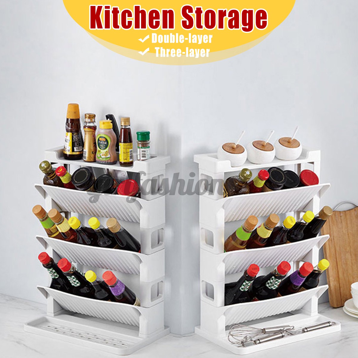 Giá Để Lọ Gia Vị 2 / 3 Tầng Tiện Lợi Cho Nhà Bếp