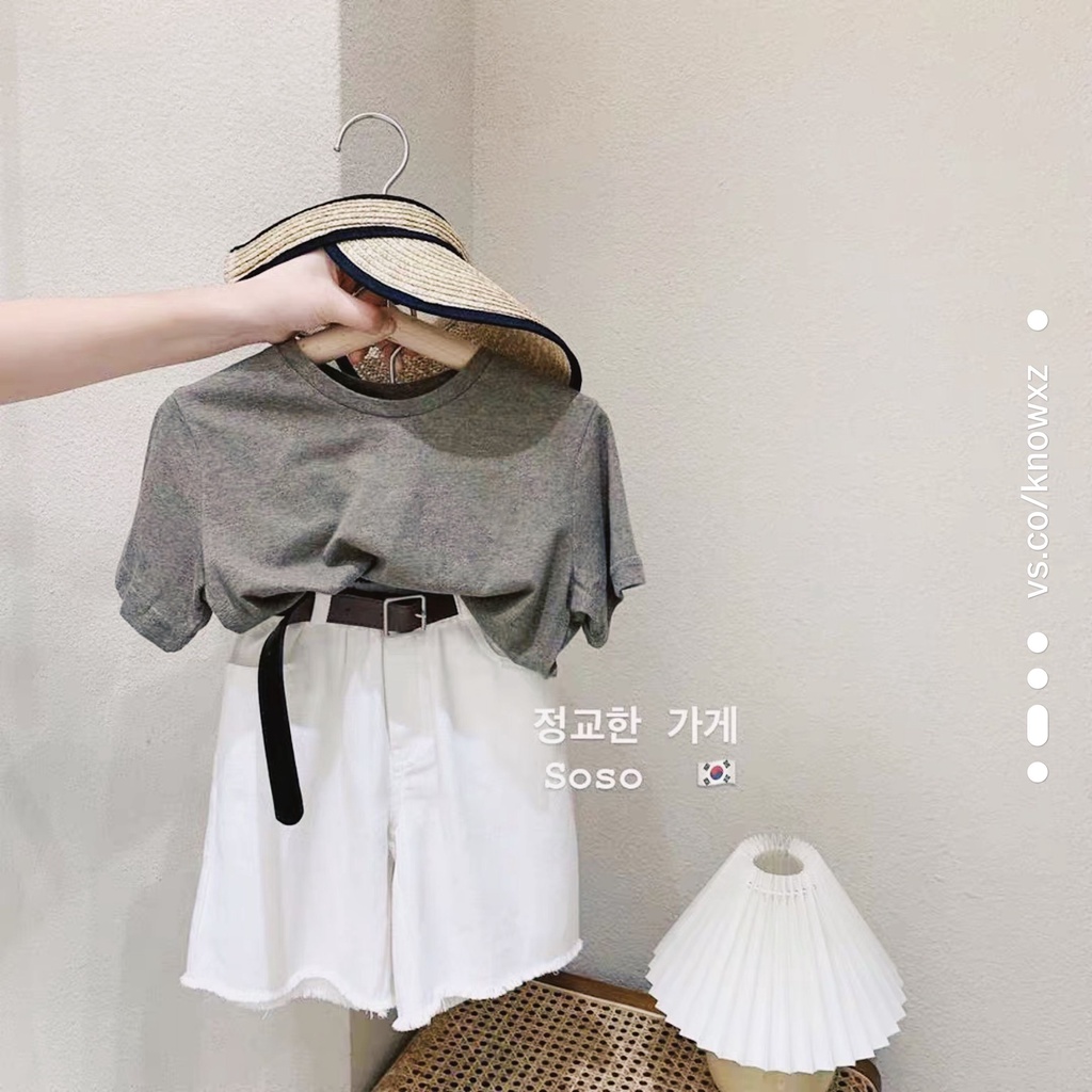 Bộ Áo Thun Tay Ngắn + Quần Short Ống Rộng Phong Cách Hàn Quốc Thời Trang Mùa Hè Cho Bé Gái