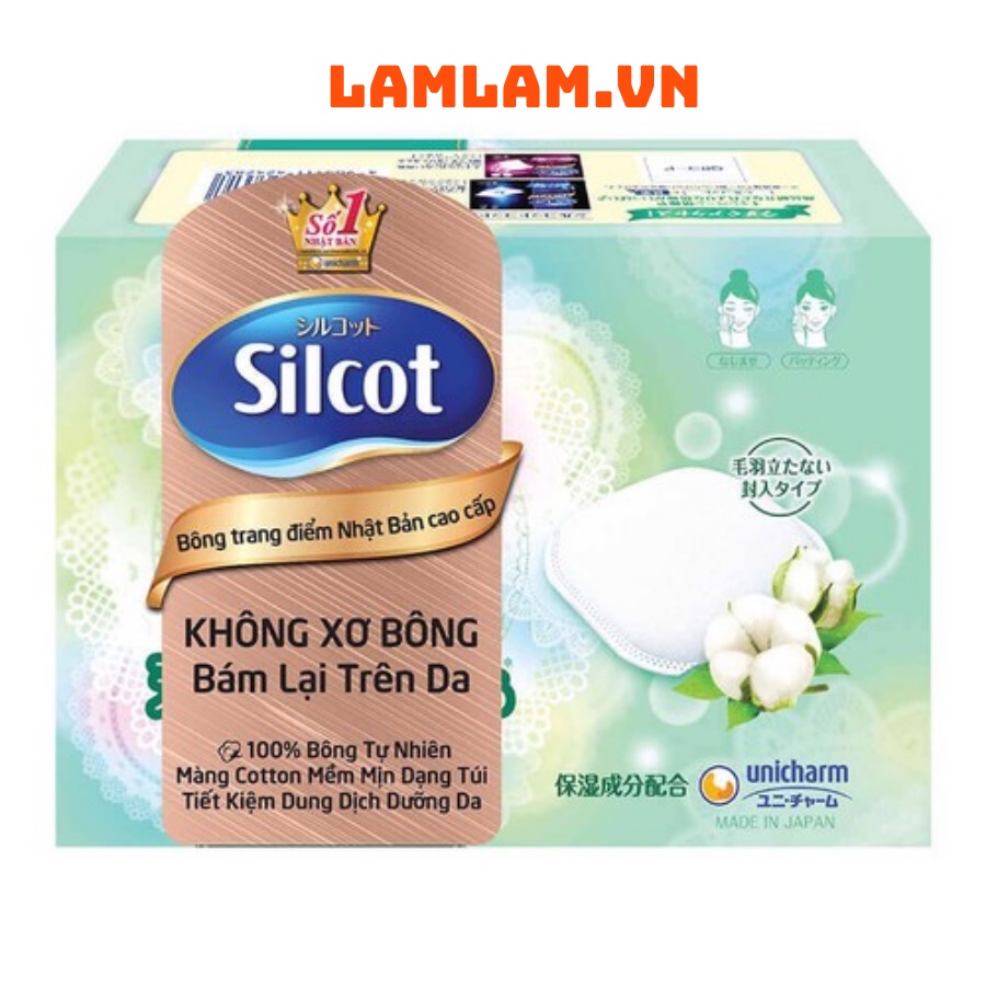 Bông tẩy trang Silcot Unicharm XANH LÁ 66 miếng