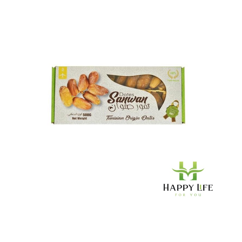 Chà là nguyên cành Sanwa Deglet Nour Tuisinia hộp 500g, đồ ăn vặt - Happy Life 4U