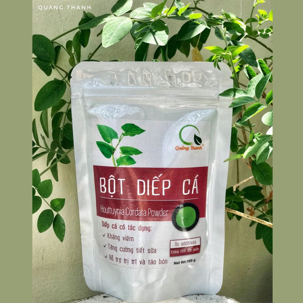 Gói 50g Bột Diếp Cá Quảng Thanh gói - 100% lá diếp cá tươi đạt chuẩn VIETGAP, sấy lạnh tiệt trùng