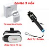 combo 3 món tai nghe bluetooth - kính thực tế ảo và gậy tự sướng