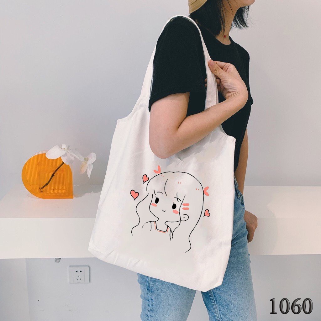 Túi Đeo Vai Túi Tote Chất Vải Canvas Girl Baby Cute Dễ Thương 1060 Phong Cách Dạo Phố Hàn Quốc Cực Xinh