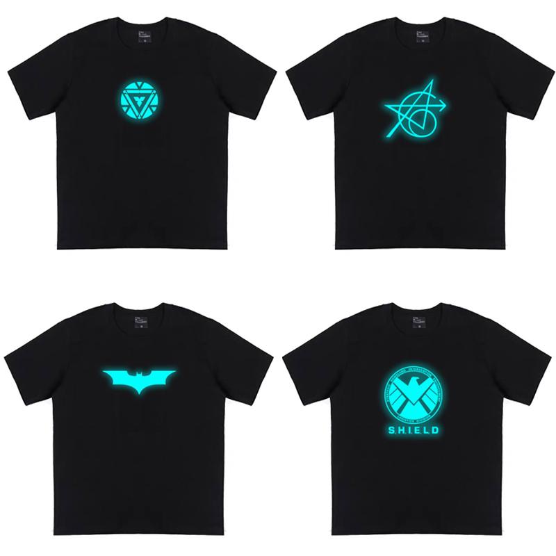 Áo thun tay ngắn in hình siêu anh hùng dạ quang cá tính dành cho nam