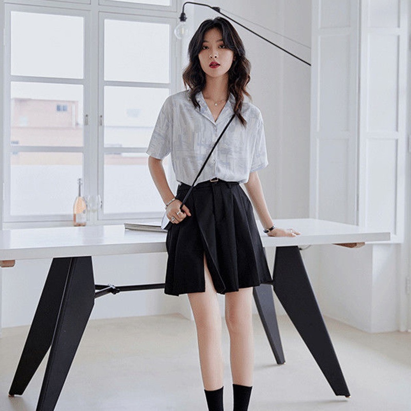 Áo sơ mi IELGY bằng vải chiffon mỏng tay ngắn thiết kế xinh xắn thời trang Pháp cho nữ