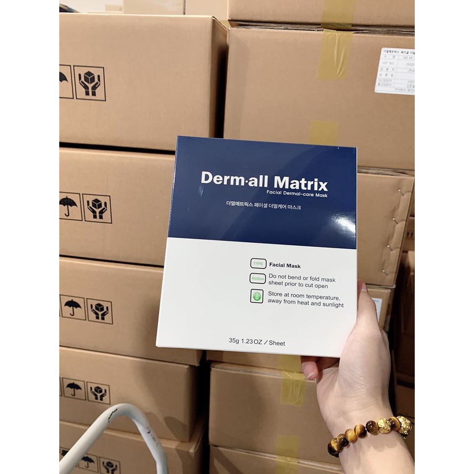 Mặt nạ dưỡng trắng Derm-all Matrix Mask 35g, hộp 4 mask thạch cấp ẩm chống lão hóa chống nhăn Hàn Quốc Harin Cosmetics
