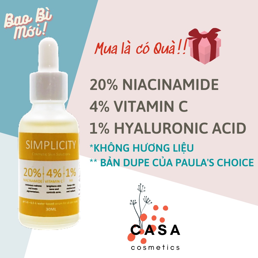 Serum Trắng Da, Mờ Thâm 20% Niacinamide 4% Vitamin C