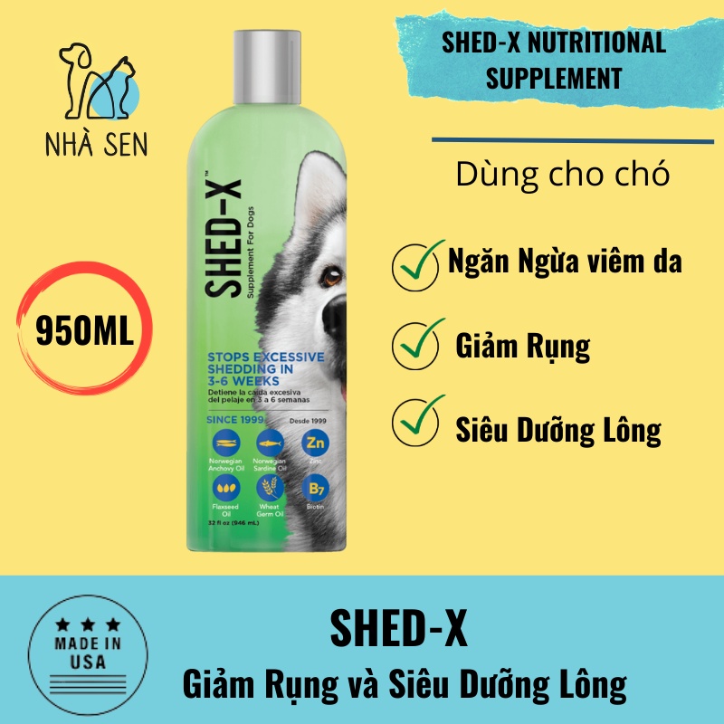 DẦU CÁ SIÊU DƯỠNG LÔNG, NGĂN NGỪA RỤNG LÔNG CHO CHÓ, Shed-X Liquid Daily Supplement For Dogs 100ml