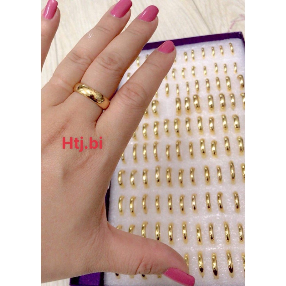 nhẫn trơn mạ vàng 3 chỉ khắc 9999 nam nữ đều đeo được htj
