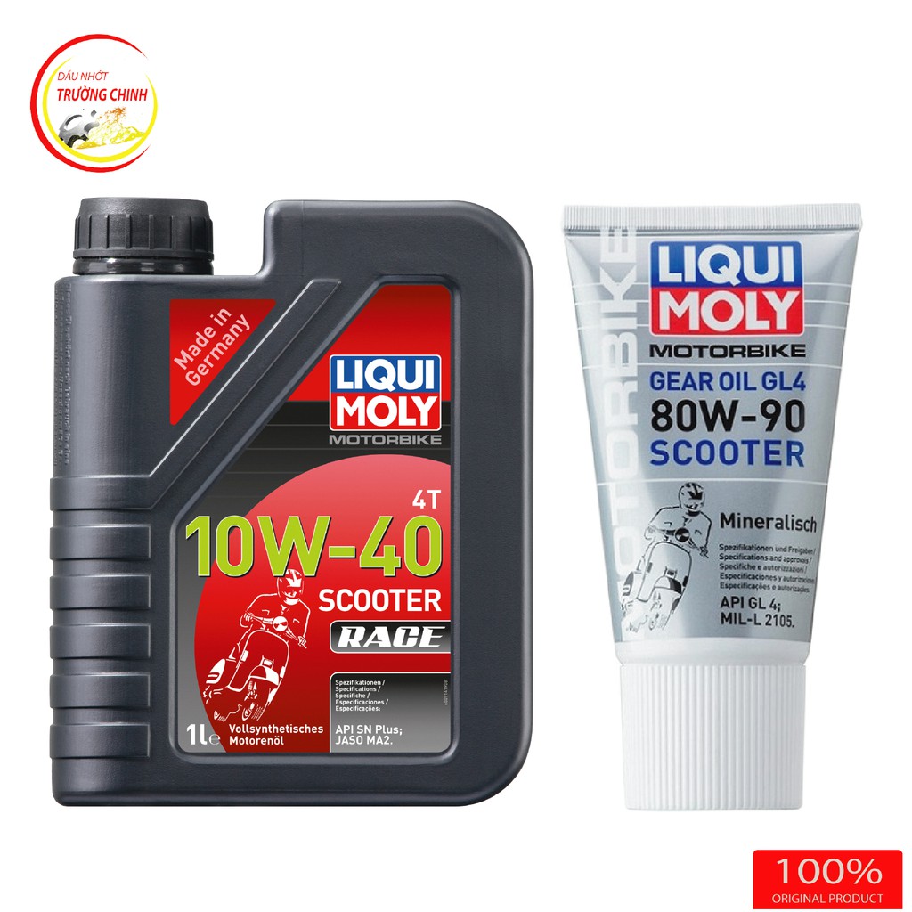 Compo nhớt Liqui Moly scooter Race 10W40 + Hộp số liqui 150ML dành cho xe ga