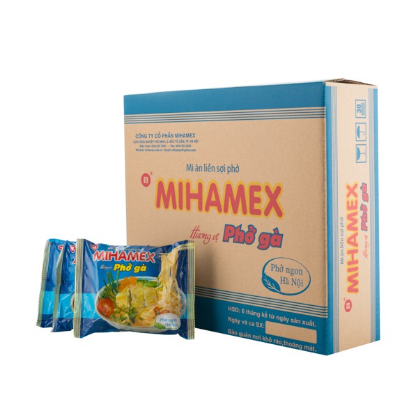 Thùng 30 gói mì sợi phở MIHAMEX_ HV Phở Gà  ăn liền hảo ba tôm miền muối chấm khô xào đại