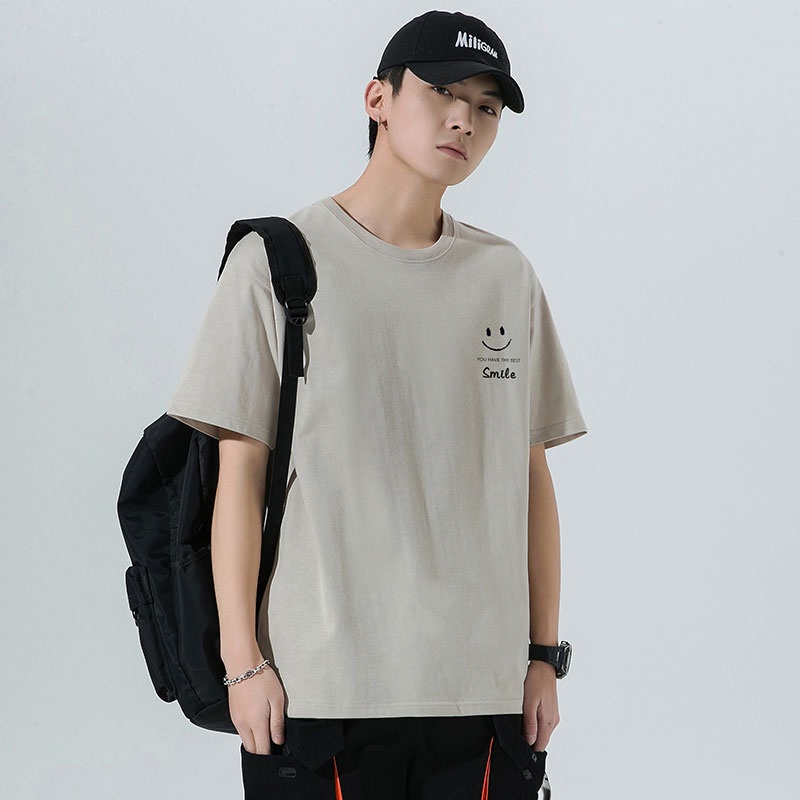 Áo Thun Cotton Tay Ngắn In Họa Tiết Đơn Giản Thời Trang Mùa Hè Cho Nam
