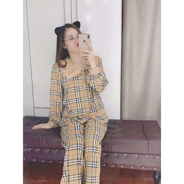 Bộ Pizama mặc nhà cổ sen 2 lá lụa cao cấp💖Bộ Ngủ lụa tay dài quần dài hoạ tiết sang trọng mát [HÀNG CHUẨN] [ẢNH THẬT | BigBuy360 - bigbuy360.vn
