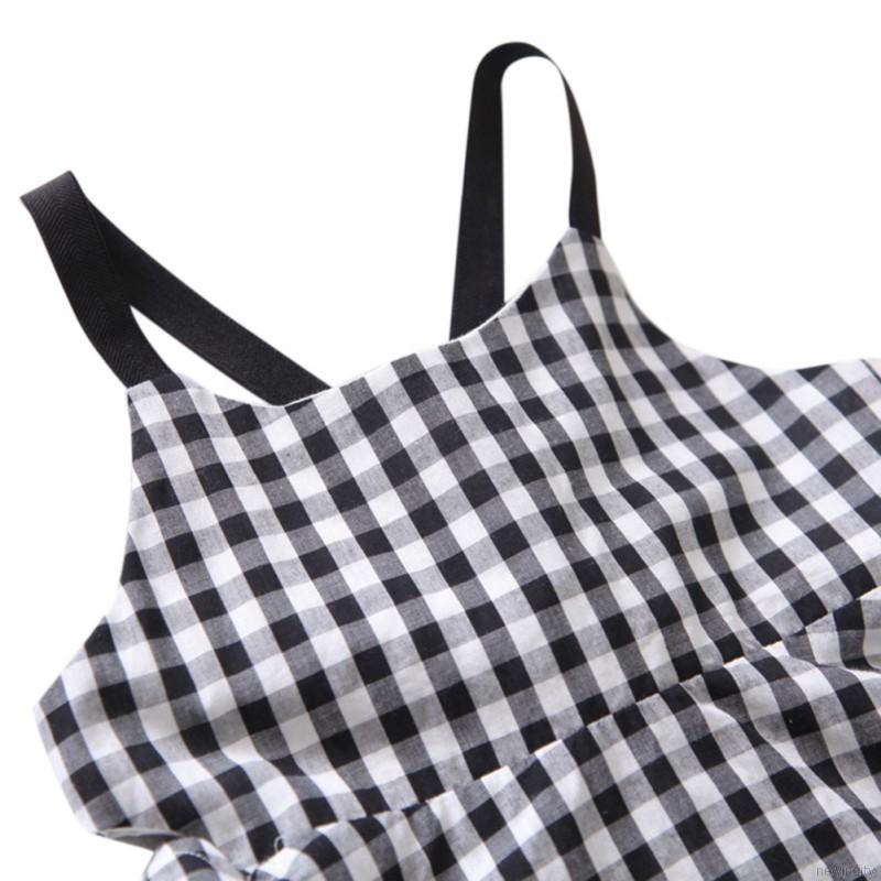 Đầm 2 dây sọc caro thiết kế dễ thương cho bé gái