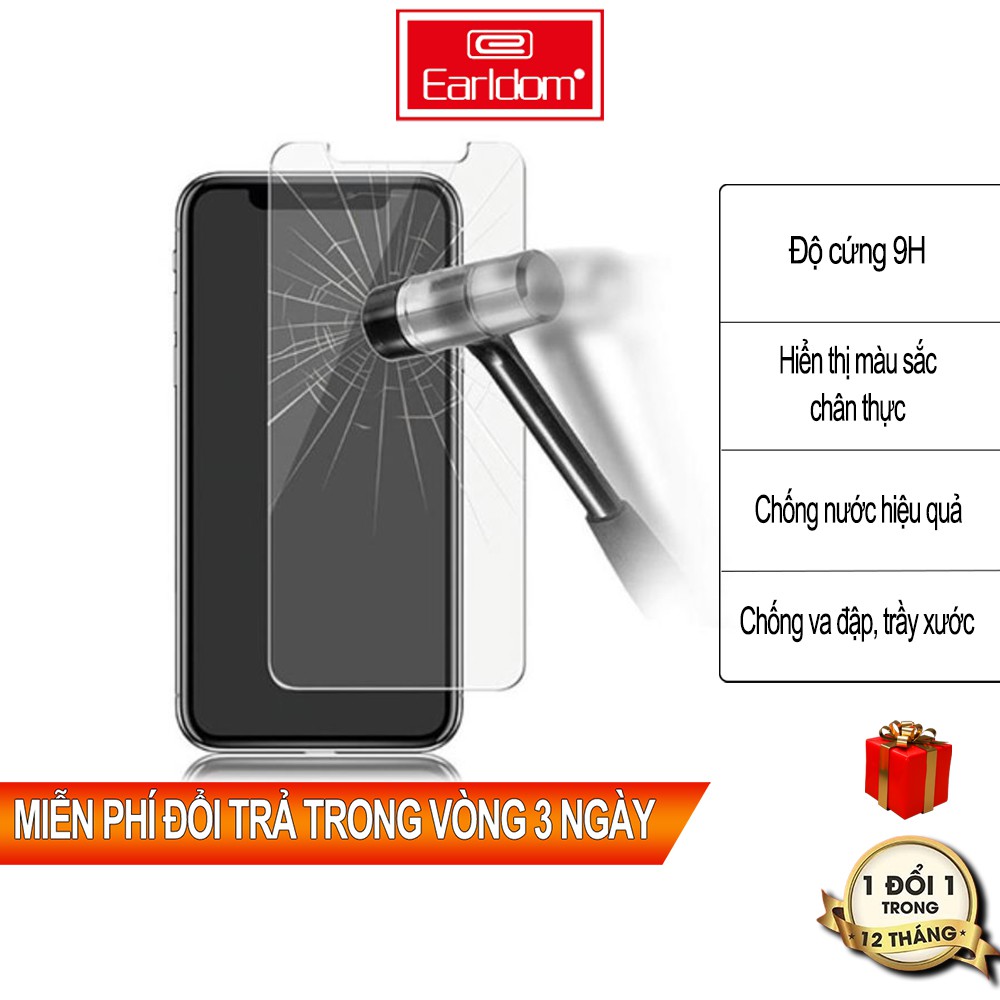 Kính cường lực iphone Earldom, Kính cường lực 9D bảo vệ màn hình iphone chống vỡ màn hình