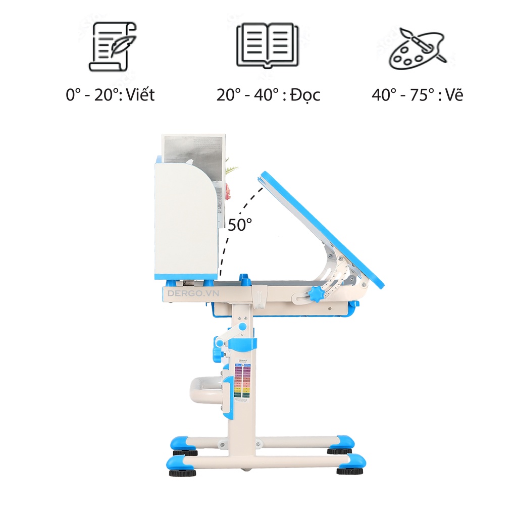 [Chính hãng D'Ergo] Bộ bàn ghế học chống gù, chống cận iSmart D8S-Pro - Phiên bản mới