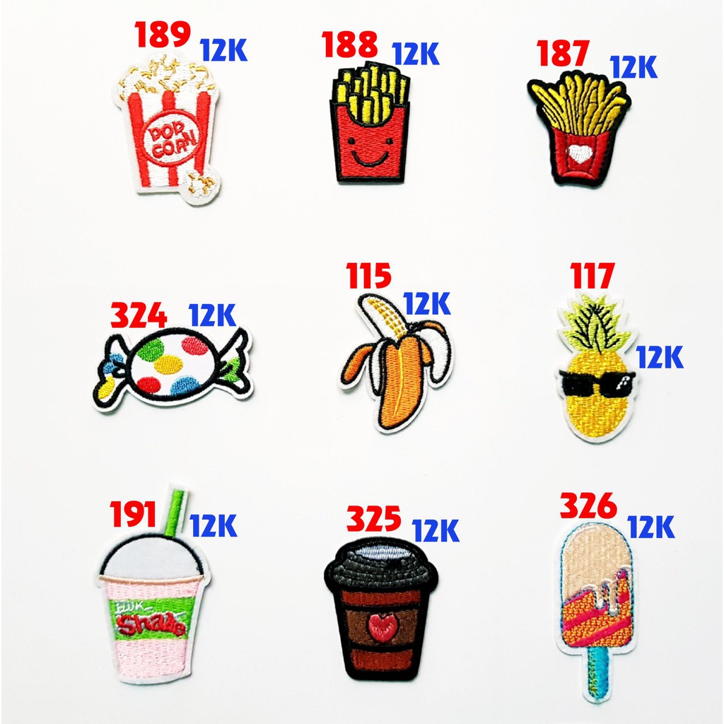 Sticker vải, patch ủi đồ ăn  cute siêu đẹp