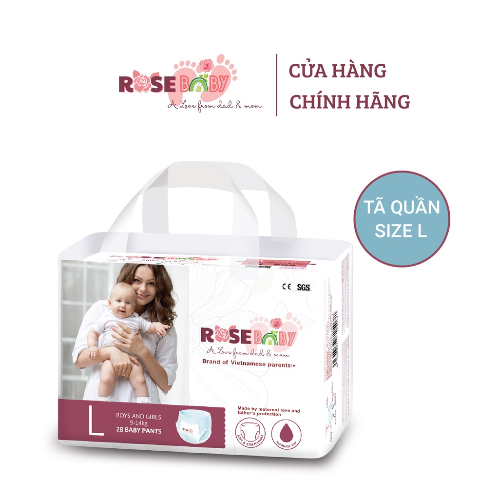 Bịch bỉm quần Rose Baby đủ size chống hăm an toàn cho làn da bé