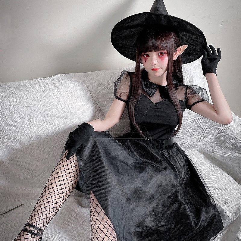 Halloween cos black magician cos witch skirt little devil witch costume ghost bride party cosplay costume