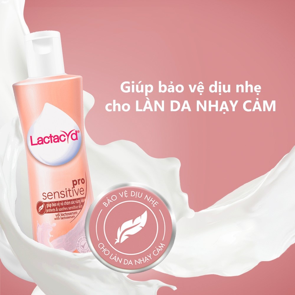 Combo 2 chai Dung dịch vệ sinh phụ nữ Lactacyd Pro Sensitive dành cho da nhạy cảm (Hồng) 250mlX2