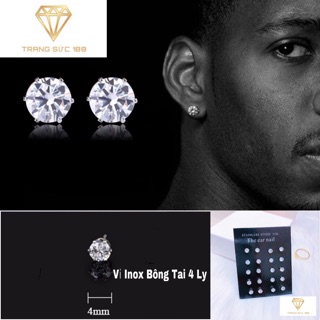 Set Vỉ Bông Tai Inox 4 Ly