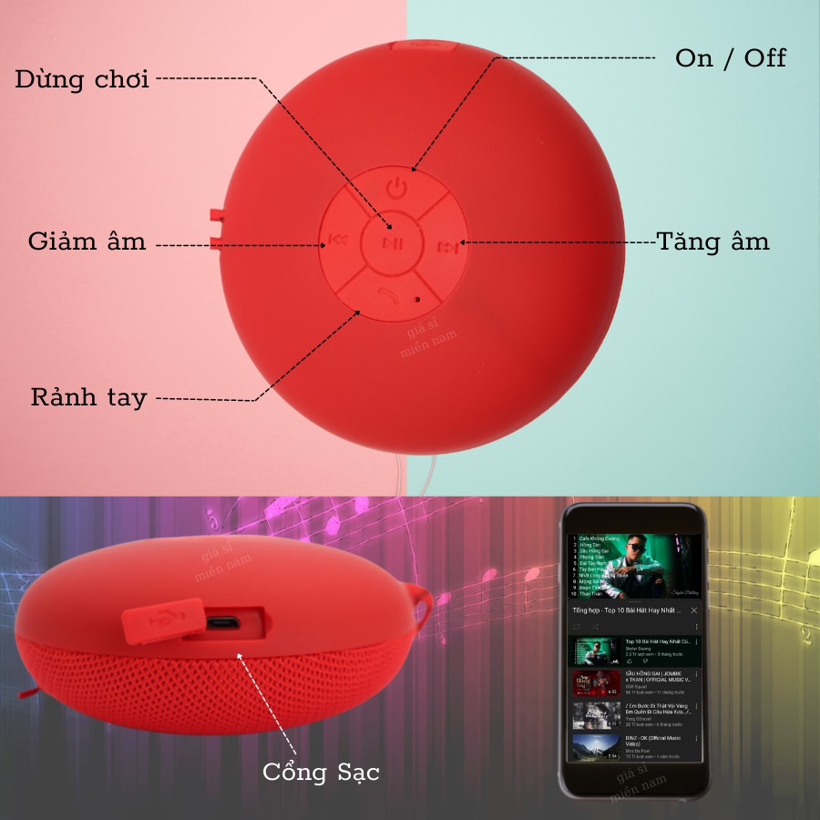 Loa Bluetooth Không Dây Xách Tay Clip 5 - Có Dây Treo Tiện Dụng