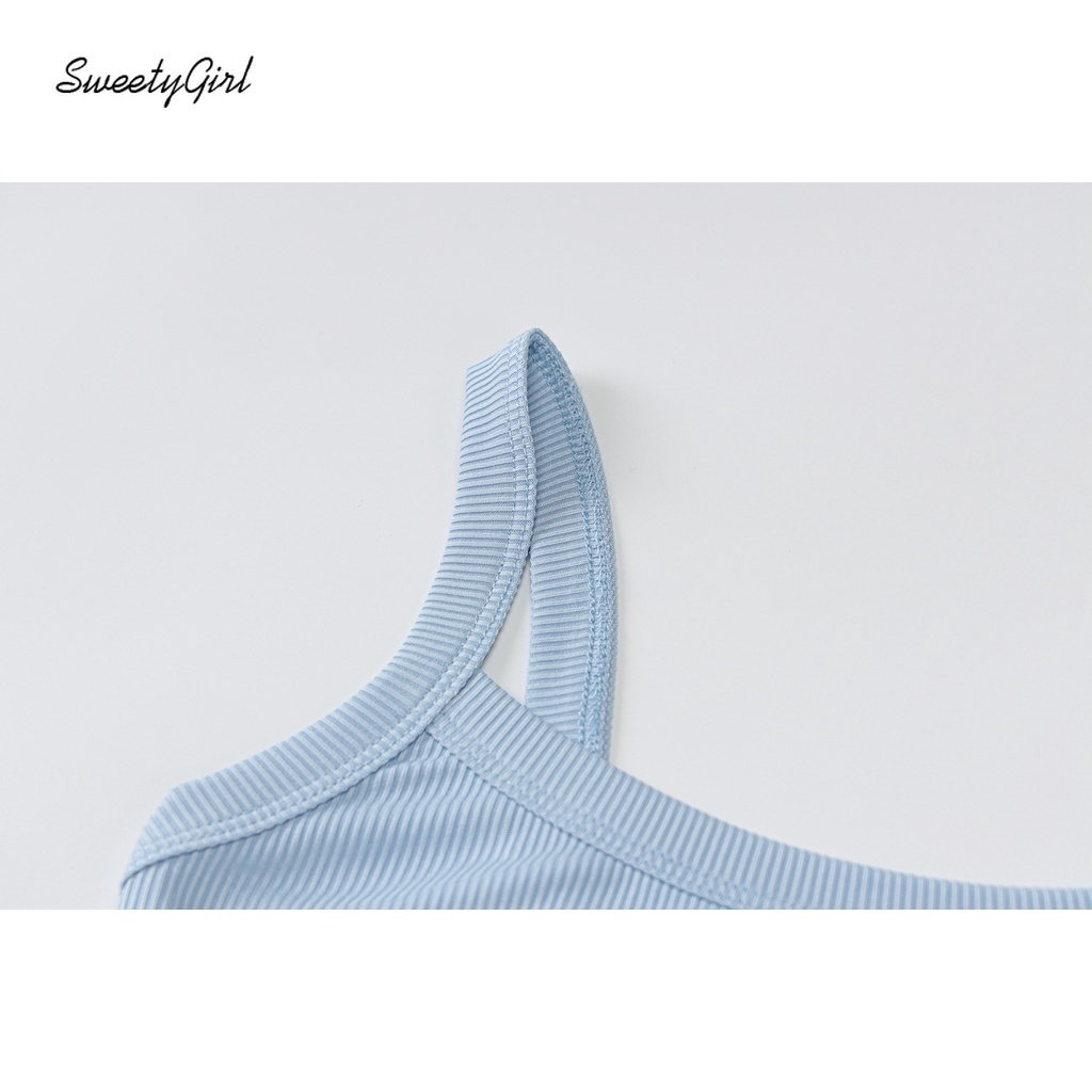 Áo liền quần không tay cổ chữ U màu trơn thời trang gợi cảm cho nữ