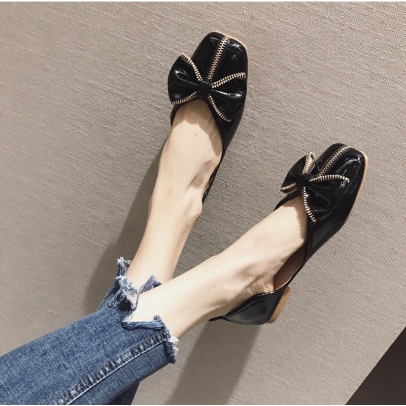 Giày búp bê nữ khoá nơ trẻ trung size 36