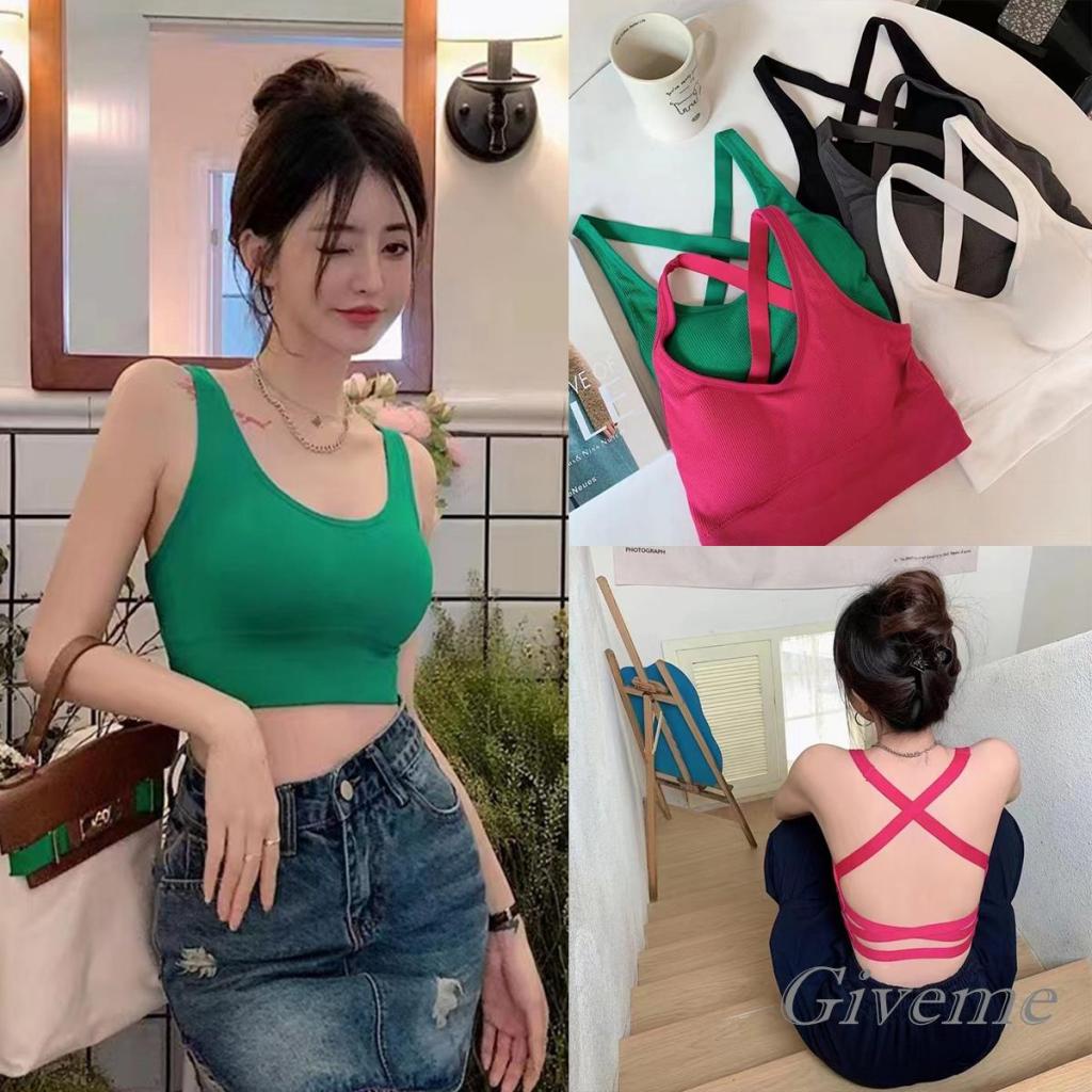 Áo Lửng Không Tay Cổ Chữ U Có Mút Đệm Ngực Màu Trơn Thời Trang Mùa Hè Dành Cho Nữ