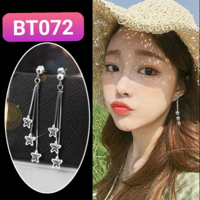 BÔNG TAI INOX, HOA TAI NỮ HÌNH NGÔI SAO  FOM DÀI BT072