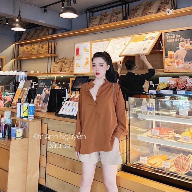 SÉT ÁO SƠ MI CỔ TÀU KÈM QUẦN SOOC 3MÀU TRẮNG,NÂU VÀ XANH CHO CÁC TY NHA