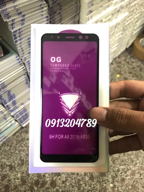 Kính Cường Lực OG Galaxy A8-2018 / A530 full màn khoan không thủng